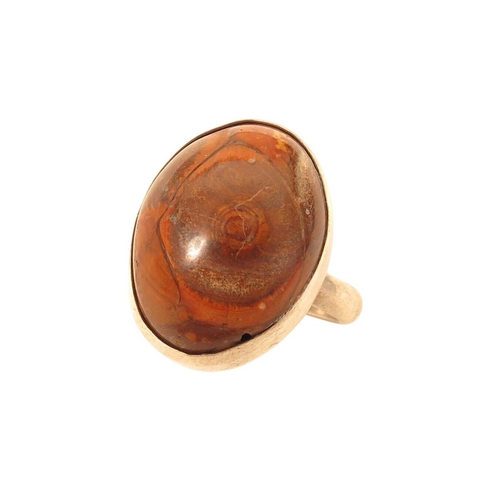 Vintage Orange Brown Jasper Modernist Oval Gemstone Sterling Silver Ring*Sz 6.5‎